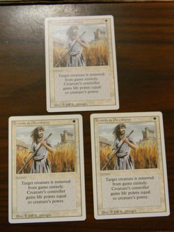 MTG Revised Swords To Plowshares x3 White Uncommon Lightly Play Cond - Image 1