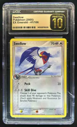 2005 Pokemon EX Emerald Swellow Pristine #41/106 CGC 10 - Image 1