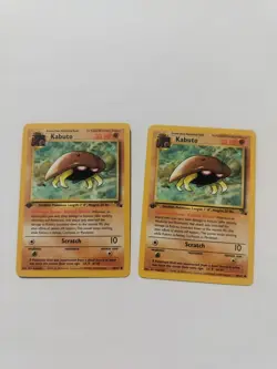 SET OF 2 VINTAGE Pokemon Kabuto 50/62 Fossil 1st Edition 1999 Mint Condition - Image 1