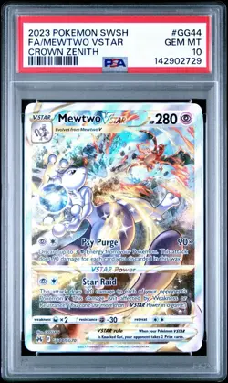 Pokemon Mewtwo VSTAR Crown Zenith Galarian Gallery Full Art #GG44 PSA 10 - Image 1