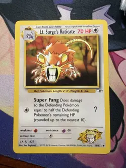 Lt. Surge's Raticate Gym Heroes Pokemon TCG 51/132 Unlimited Uncommon - Image 1