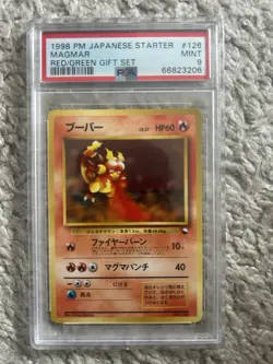 1998 Pokemon Japanese Starter Magmar Red/Green Gift Set #126 PSA 9 MINT - Image 1