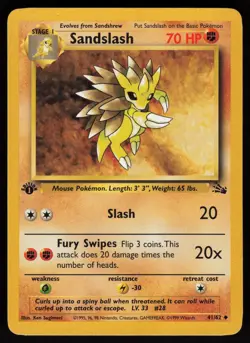 Sandslash 41/62 Uncommon Fossil 1st Edition Pokemon - Image 1