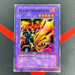 Yu-Gi-Oh! Flame Swordsman LOB-003 1st Edition Super Rare Asian English LP EX - Image 1