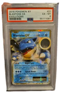 PSA 6 Blastoise EX 21/108 Holo Ultra Rare XY Evolutions 2016 Pokemon Card - Image 1