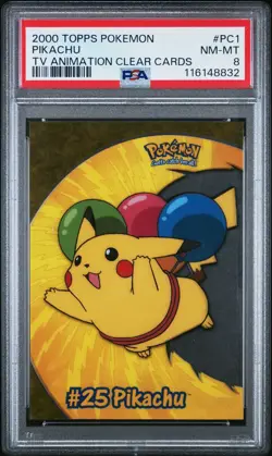 PSA 8 NM-MT Topps Pikachu Clear Card PC1 Pokemon 2000 TV Animation - Image 1