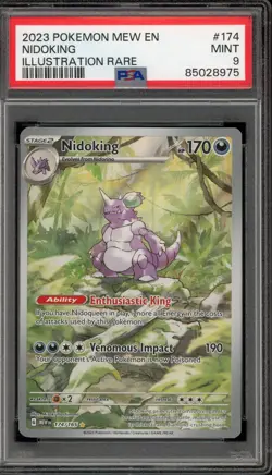 Pokemon Nidoking 151 MEW EN Illustration Rare #174 PSA 9 Mint - Image 1