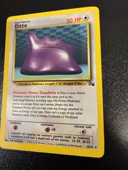 Ditto 18/62 Pokemon TCG WOTC Base Set Fossil Non Holo NM/LP - Image 2