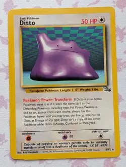 Corner Miscut Ditto 18/62 Fossil Rare Non-Holo Vintage Pokemon TCG WOTC - Image 1