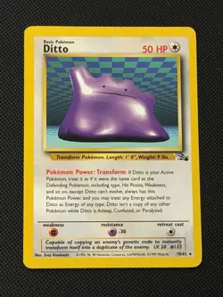 Ditto Fossil Set 18/62 Unlimited Non-Holo Rare Pokemon TCG WOTC 1999 - Image 1