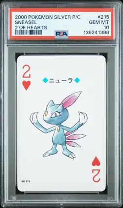 Sneasel 2000 Pokemon Japanese Silver Playing Card 2 of Hearts #215 PSA 10 GEM MT - Image 1
