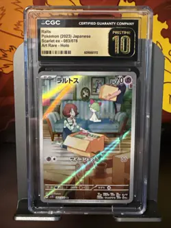 CGC Pristine 10 Ralts 083/078 AR Art Rare Scarlet EX sv1S Pokemon Card - Image 1