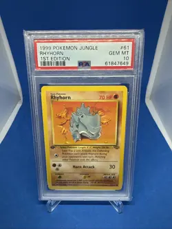 1999 Pokemon Jungle 1st edition PSA 10 Rhyhorn #61 TCG Trading Card Gem Mint - Image 1