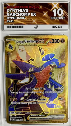 Pokemon TCG Destined Rivals Cynthia's Garchomp EX Card 241/182 Ace 10 Gem Mint - Image 1