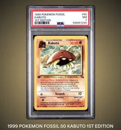 Kabuto Fossil 50/62 1st Edition Regular Graded Pokemon Card PSA 7 1999 - Image 1