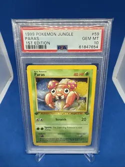 1999 Pokemon Jungle 1st edition PSA 10 Paras #59 TCG Trading Card Gem Mint - Image 1