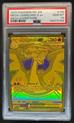 2025 Pokemon Phantasmal Flames Mega Charizard X ex Hyper Rare #130/094 PSA 10 - Image 1