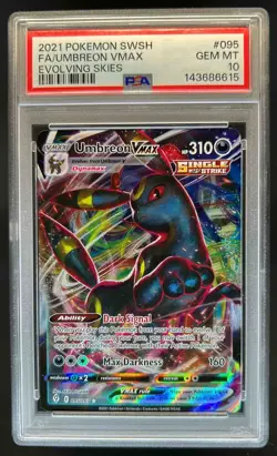 2021 Pokemon SWSH Evolving Skies Umbreon VMAX #095/203 PSA 10 - Image 1