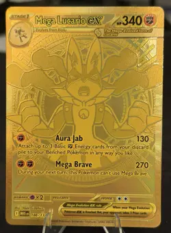 Pokemon TCG Mega Lucario Ex 188/132 Gold Hyper Rare Mega Evolutions NM/M English - Image 1