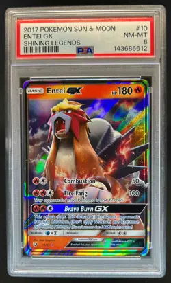 2017 Pokemon Shining Legends Entei Holo #10/73 PSA 8 - Image 1