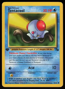 Tentacool 56/62 Common Fossil 1st Edition Pokemon - Image 1