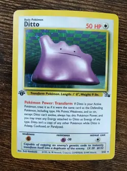 Pokemon Fossil Holo Rare Ditto 1st Edition 3/62 - Image 1