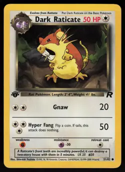 Dark Raticate 51/82 Common Team Rocket 1st Edition Pokemon - Image 1