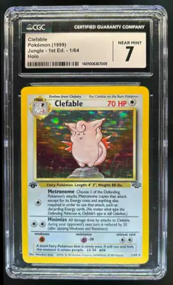 1999 Pokemon Jungle 1st Edition Clefable #1/64 CGC 7 - Image 1