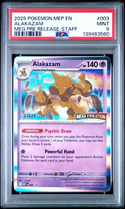 2025 POKEMON MEP EN-ME BLACK STAR PROMO #003 ALAKAZAM PSA 9 - Image 1