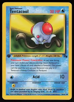 Tentacool 56/62 Common Fossil 1st Edition Pokemon - Image 1