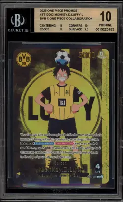 One Piece CCG Monkey.D.Luffy BVB X One Piece Collaboration Promo ST13-003 BGS 10 - Image 1