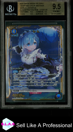 REM 1 STR SR UNION ARENA 052 2025 RE:ZERO START LIFE IN ANOTHER WORLD JP BGS 9.5 - Image 1