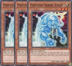 Yugioh - Photon Sabre Tiger x 3 - 1st Edition NM - Free Holographic Card - Image 1