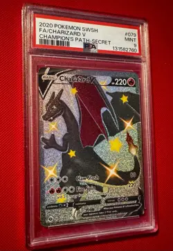 Pokemon TCG Charizard v Champions Path Holo Card 079/073 Secret Rare, PSA 9 - Image 1