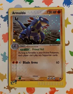 Pokemon TCG Armaldo 1/100 EX Sandstorm Holo Rare English 2003 Swirl - Image 1