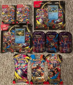 Pokemon Mega Evolution Lot 2 Booster Bundle, 2-3 Pack Blister 3 Mini Tin+ packs - Image 1