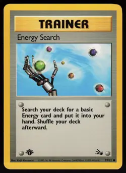 Energy Search 59/62 Common Fossil 1st Edition Pokemon - Image 1