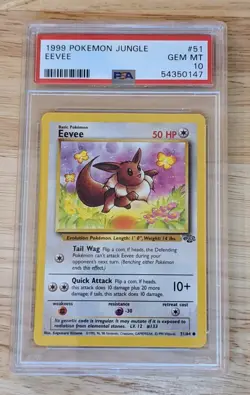 PSA 10 GEM MINT Unlimited Eevee (#51/64) Pokemon Jungle - Image 1