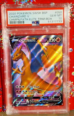 Pokemon Charizard V #SWSH50 - Sword & Shield Champions Path ETB Promo PSA 10 - Image 1
