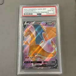 2020 Pokemon SWSH BSP Charizard v Champion's Path ETB Promo #050 PSA 10 - Image 1