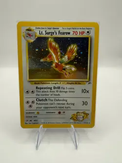 Pokemon TCG: Lt. Surges Fearow 7/132 Gym Heroes WoTC Holo Rare with Swirl - Image 1
