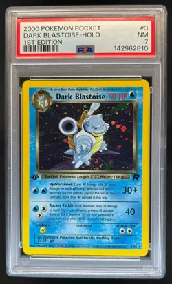 2000 Pokemon Team Rocket First Edition Dark Blastoise Holo #3/82 PSA 7 - Image 1