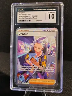 CGC 10 Drayton SIR 244/191 Surging Sparks Pokemon TCG Sv08 - Image 1
