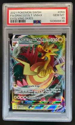 2021 Pokemon SWSH Evolving Skies Dracozolt VMAX #059/203 PSA 10 - Image 1