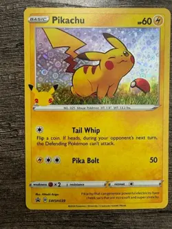 POKEMON HOLO PIKACHU SWSH039 PROMO SWORD & SHIELD 2020 LP-NM IN DARKRAI SLEEVE - Image 1
