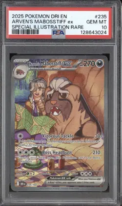 2025 Pokemon Destined Rivals DRI 235/182 Arven's Mabosstiff ex SIR PSA 10 - Image 1