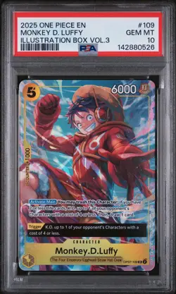 2025 ONE PIECE PROMOS ILLUSTRATION BOX VOL.3 #109 MONKEY D. LUFFY PSA 10 - Image 1