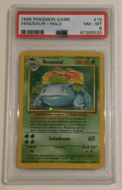 1999 POKEMON BASE SET UNLIMITED #15 VENUSAUR-HOLO PSA 8 - Image 1