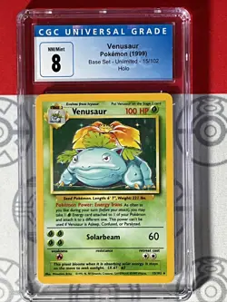 CGC 8 Pokemon TCG Venusaur Base Set Unlimited Holo (1999) 15 GRADED PSA 1023 - Image 1