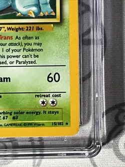 CGC 8 Pokemon TCG Venusaur Base Set Unlimited Holo (1999) 15 GRADED PSA 1023 - Image 5